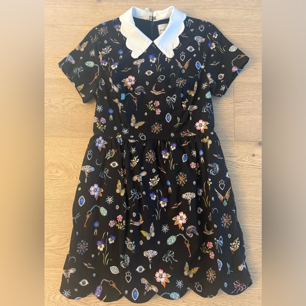 Anthropologie Maeve Short-Sleeve Collared Scallop Mini Dress - Medium